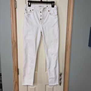RE/DONE Womens Jeans Size 28 White Wash High Rise Straight Leg Stove Pipe Frayed